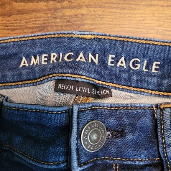 American Eagle Jeans 4 L Next Level Stretch Jegging Low Rise Medium Dark Denim - Picture 4 of 12